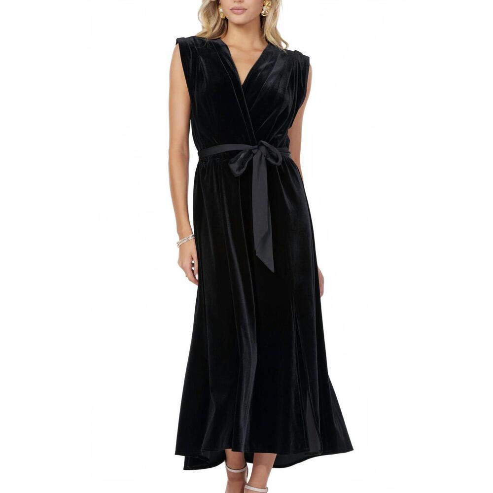 NEW NULL luxe velvet aeries wrap dress in black